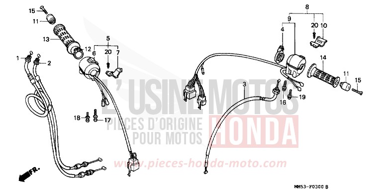 SCHALTER/KABEL von CB1300 Super Bold'or ABS PEARL CRYSTAL WHITE-A (NH193O) von 1987